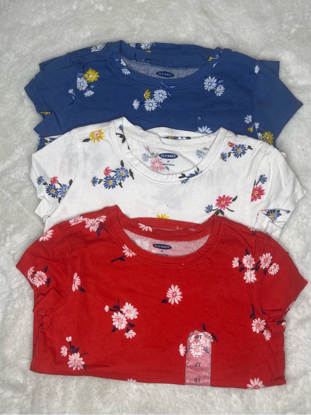 Old Navy Girls' Floral Short-Sleeve Tee - Blue, White, Burnt orange